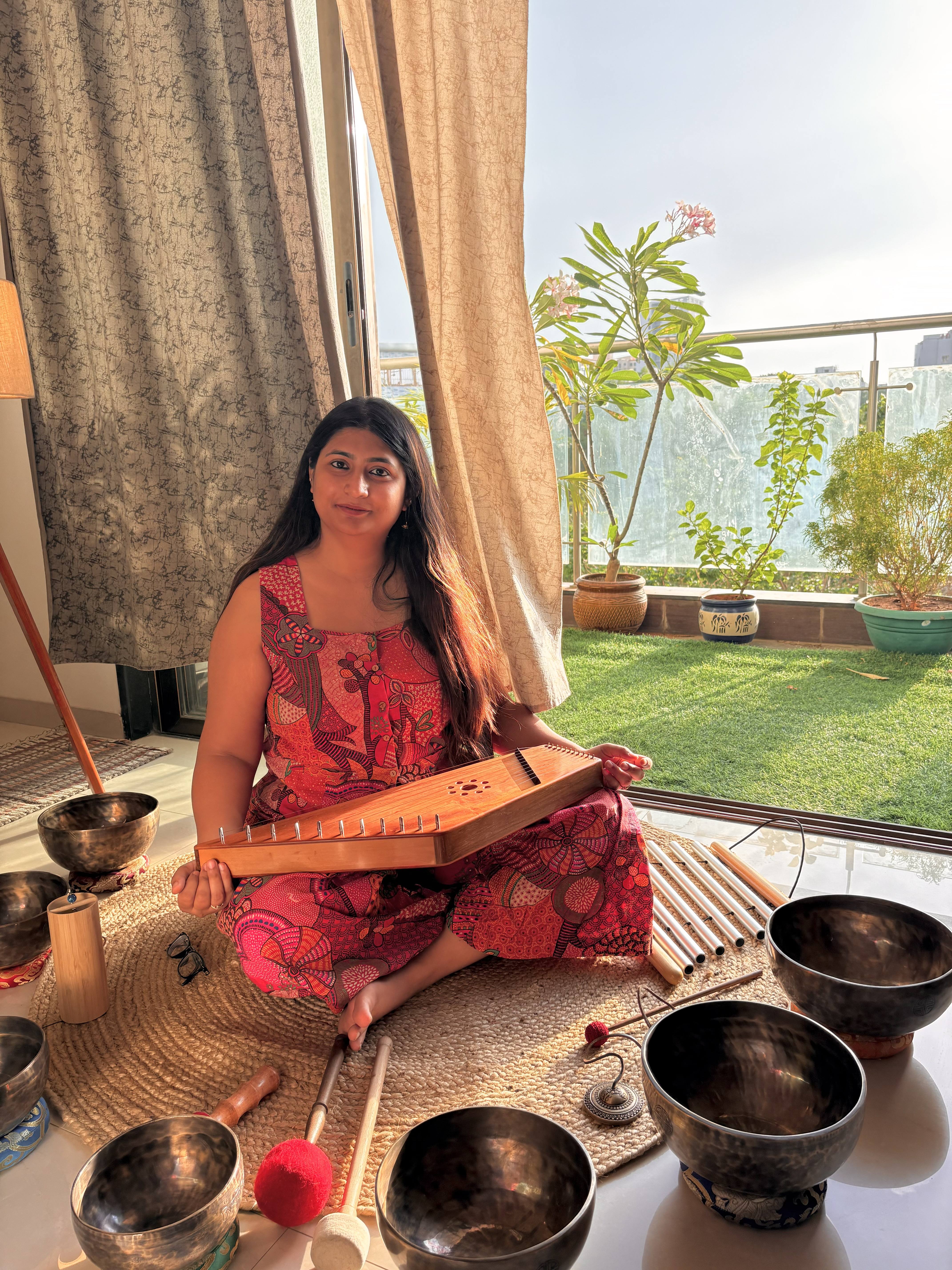 Maneesha with sound healing instruments